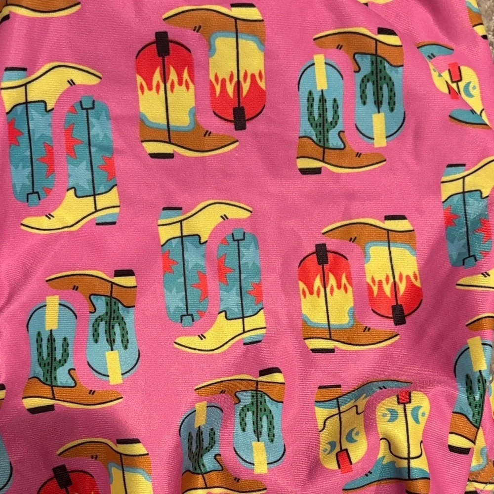 Girls' Pink cowboot Print One-Piece Swimsuit  nwot